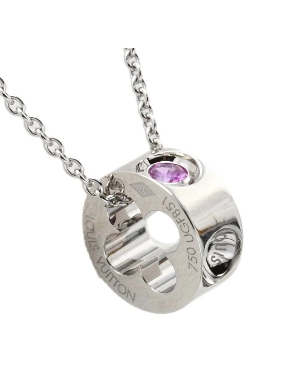 Louis Vuitton Necklace Pendentif Empreinte 750 Pink Sapphire Box Case